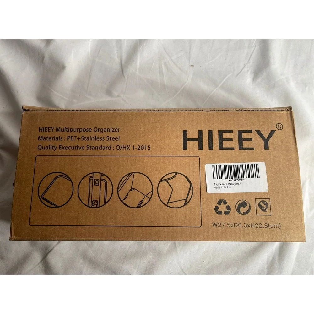 HIEEY Multipurpose Organizer Transparent 3 Compartment Spice Rack No Screw Mount